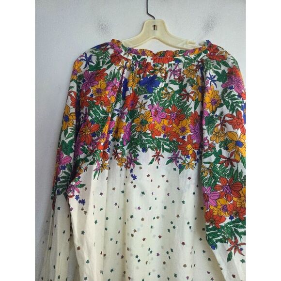 Talbots "Blissful Floral" White w/Multicolor Floral V-Neck Cotton Blouse size 3X - Picture 9 of 9
